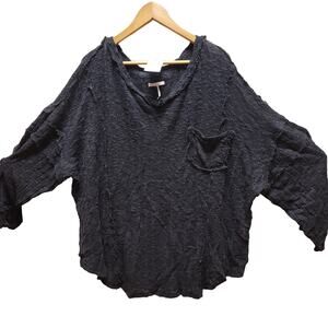 Stitchdrop long sleeve tattered Purposeful Charcoal sweater shirt 2X oversized